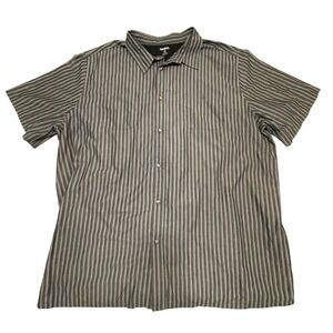 Kingsize 4XL Tall Striped Button Up Short‎ Sleeve Shirt Mens Casual